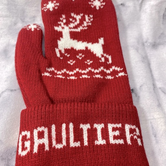 JEAN PAUL GAULTIER Winter Gloves in Red & White - Picture 4 of 9